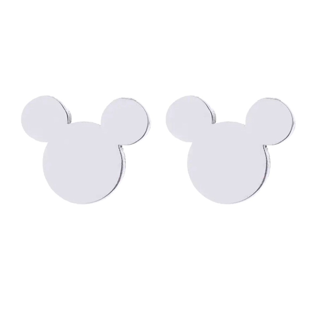 Woman’s Mickey Mouse Stainless Steel Silver Stud Earrings